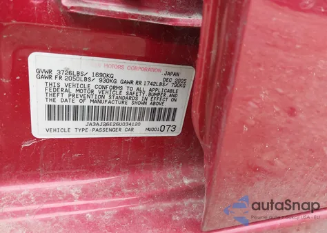 2006 Mitsubishi Lancer Es/Se from USA, damaged, VIN JA3AJ26E26U034120